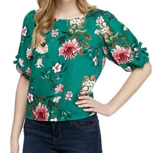 Grace Elements Floral Linen Blend Blouse